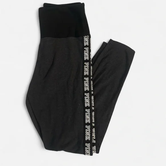 Victoria's Secret PINK Charcoal Leggings with Pink Logo - Picture 1 of 4